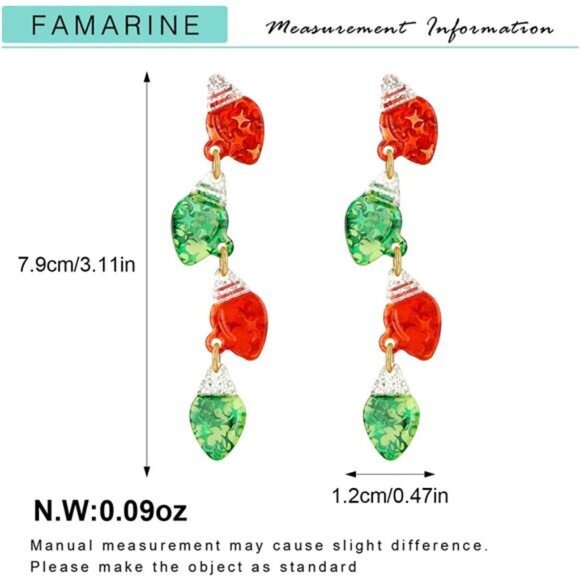 Christmas Earrings for Women Colorful Acrylic Drop Tree Lantern Gift Jewelry - Picture 6 of 7